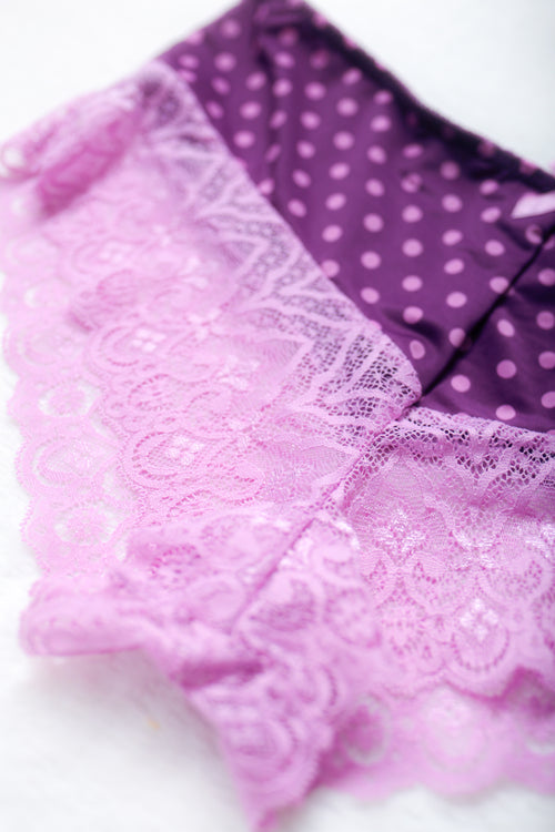 Splendies Sheer Lace Cheeky Panty Large Purple NEW