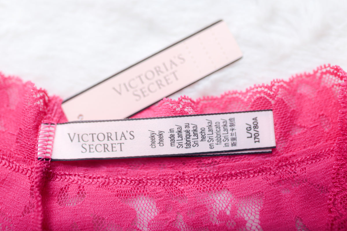 Victoria's Secret Lace Cheeky Panty Large Pink NEW