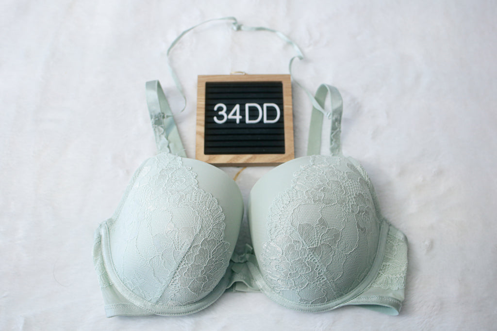 Hunkemoller 34DD Lace Padded Underwire Molded Bra Light Blue