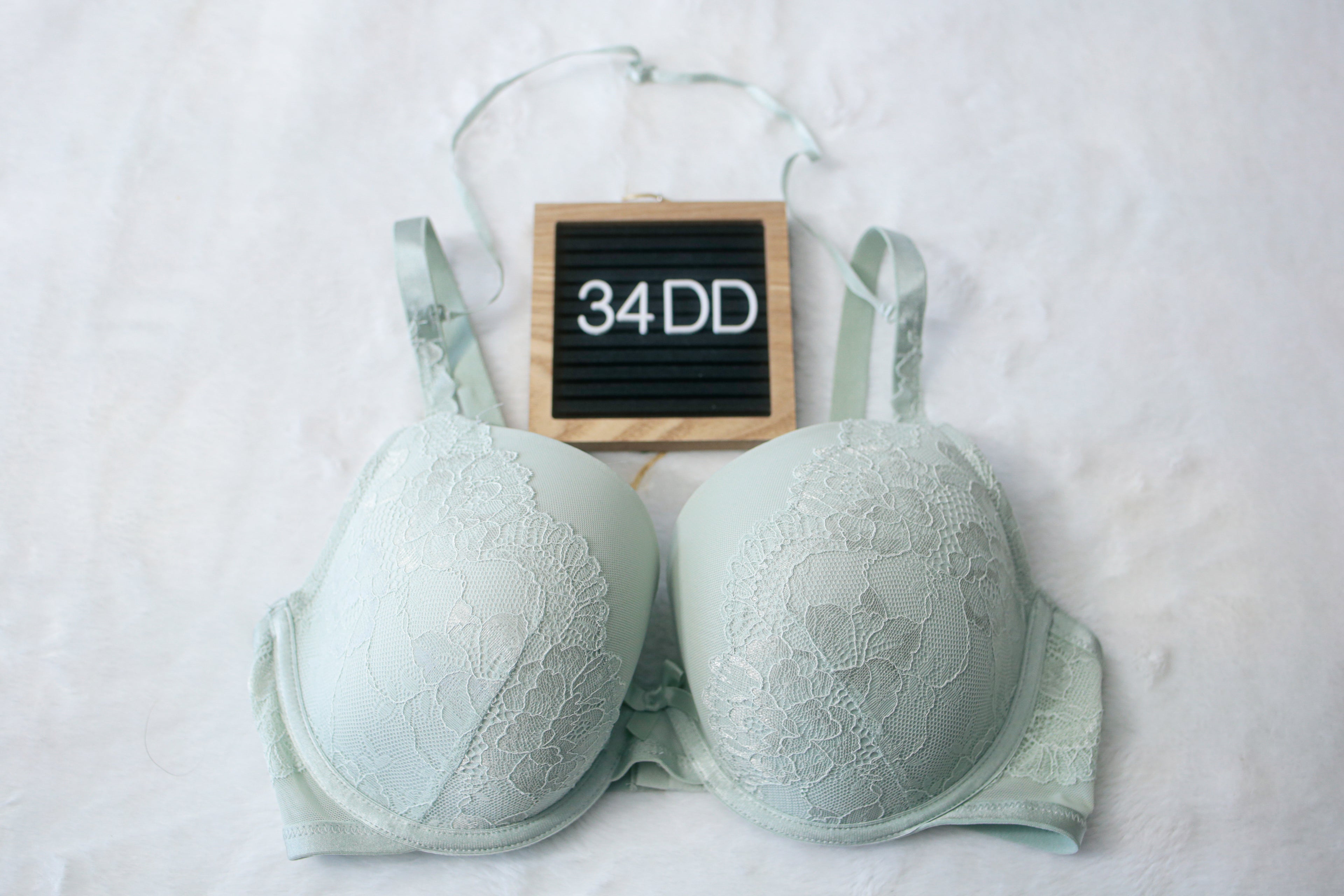 Hunkemoller 34DD Lace Padded Underwire Molded Bra Light Blue