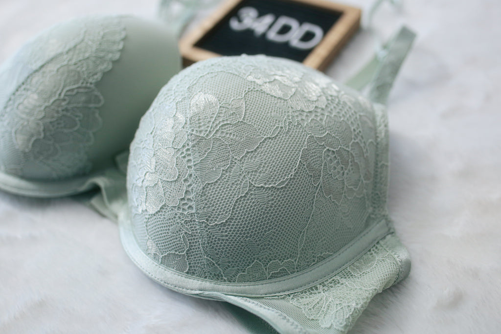 Hunkemoller 34DD Lace Padded Underwire Molded Bra Light Blue