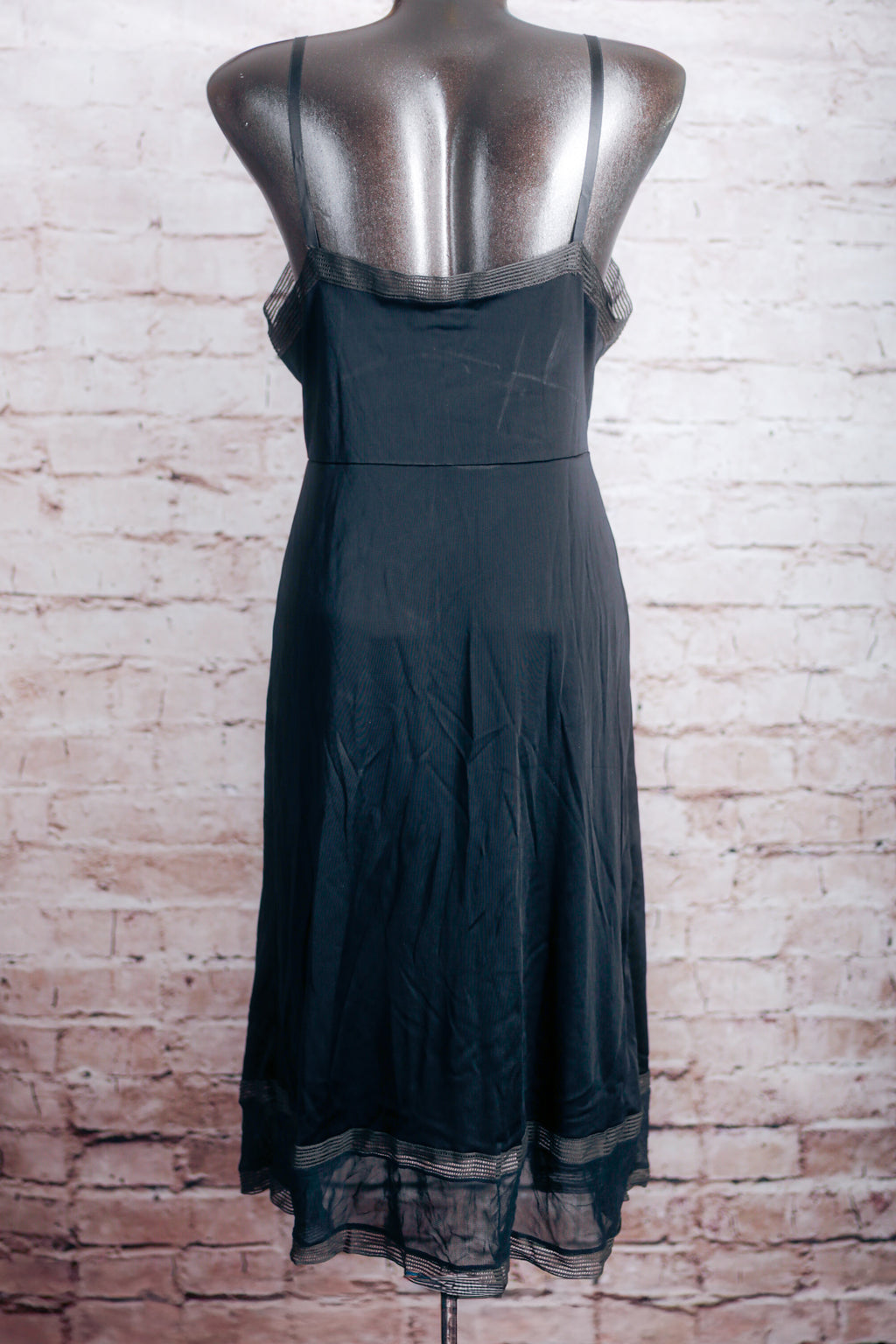 Van Raalte Petalskin Vintage Flapper Mid-Century Satin Full Slip Gown Medium 38 Black NEW