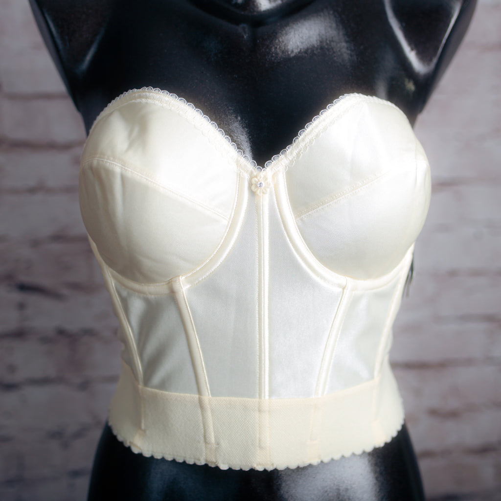 Dominique Low Back Strapless Boned Corset Bustier Bridal Bra Ivory 32D NEW