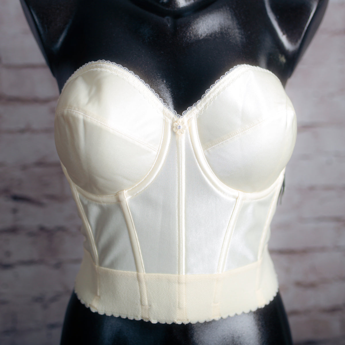 Dominique Low Back Strapless Boned Corset Bustier Bridal Bra Ivory 32D NEW