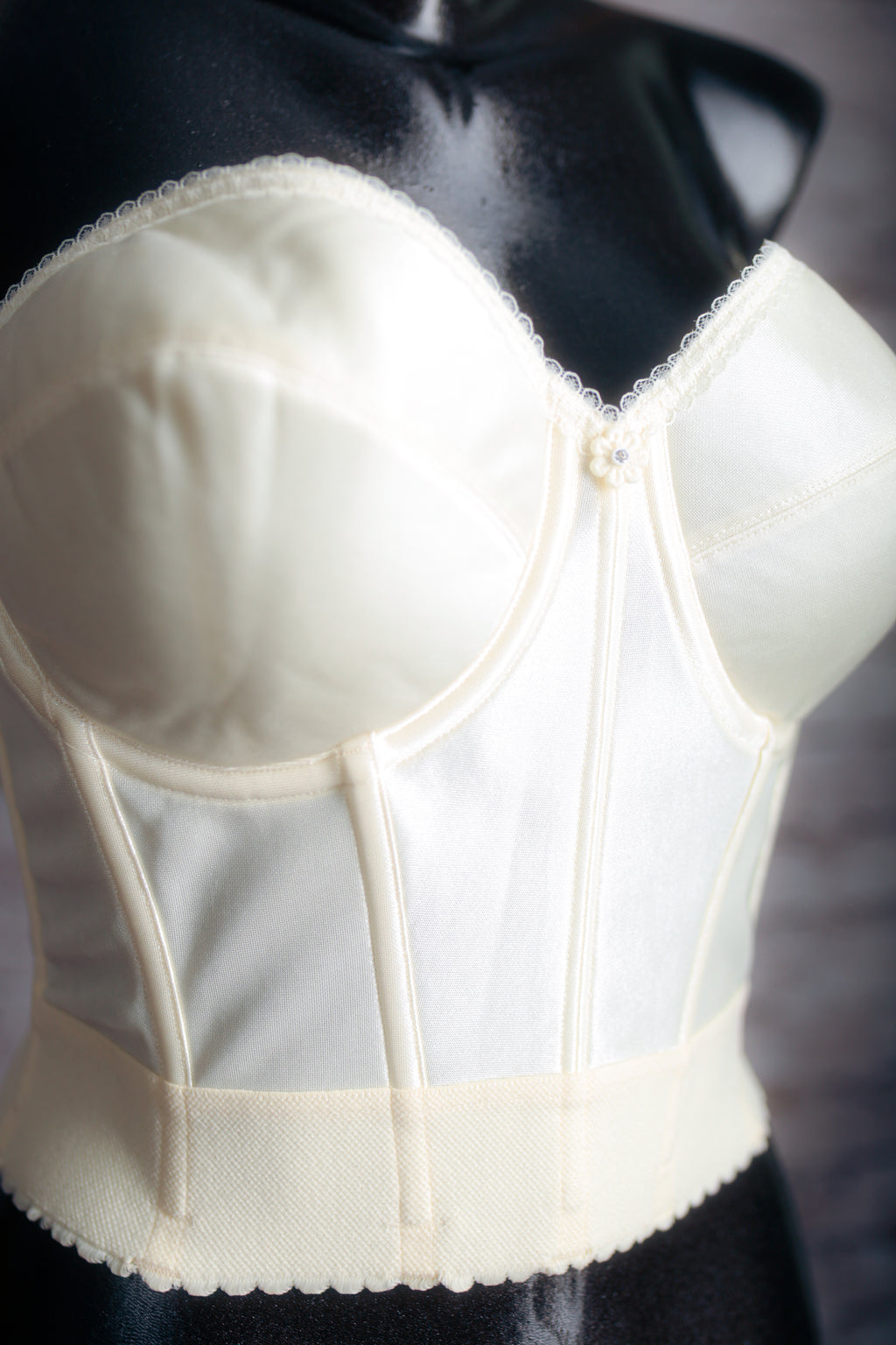 Dominique Low Back Strapless Boned Corset Bustier Bridal Bra Ivory 32D NEW