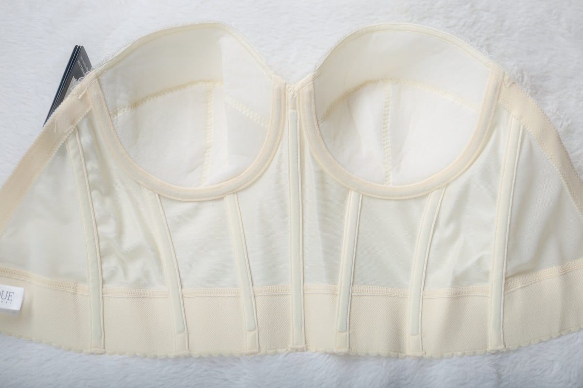 Dominique Low Back Strapless Boned Corset Bustier Bridal Bra Ivory 32D NEW