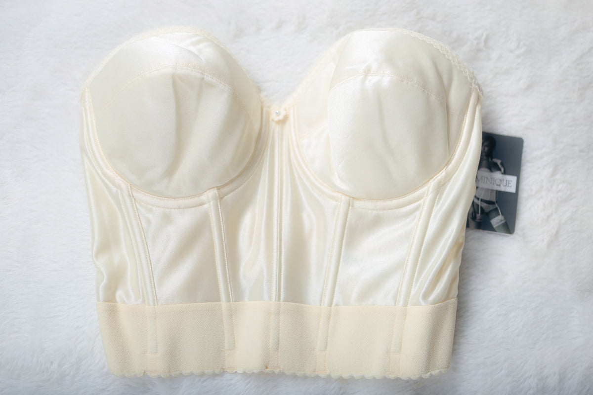 Dominique Low Back Strapless Boned Corset Bustier Bridal Bra Ivory 32D NEW
