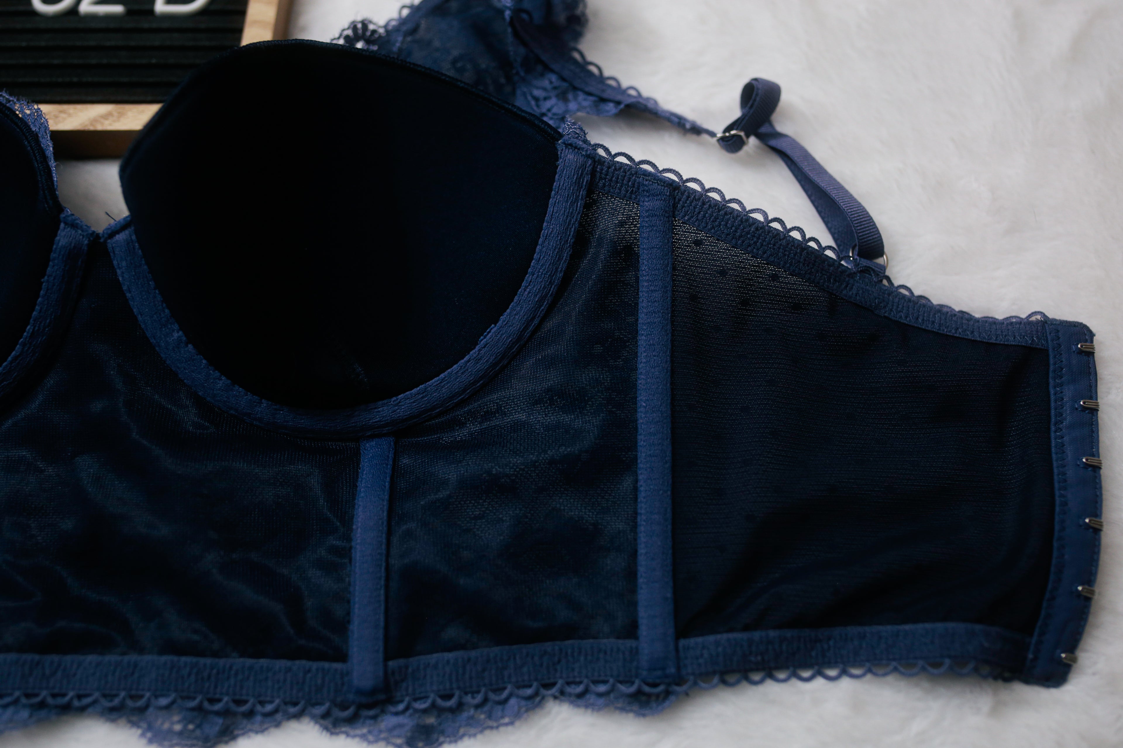 Victoria's Secret 32D Dream Angels Lined Demi Longline Bra Blue