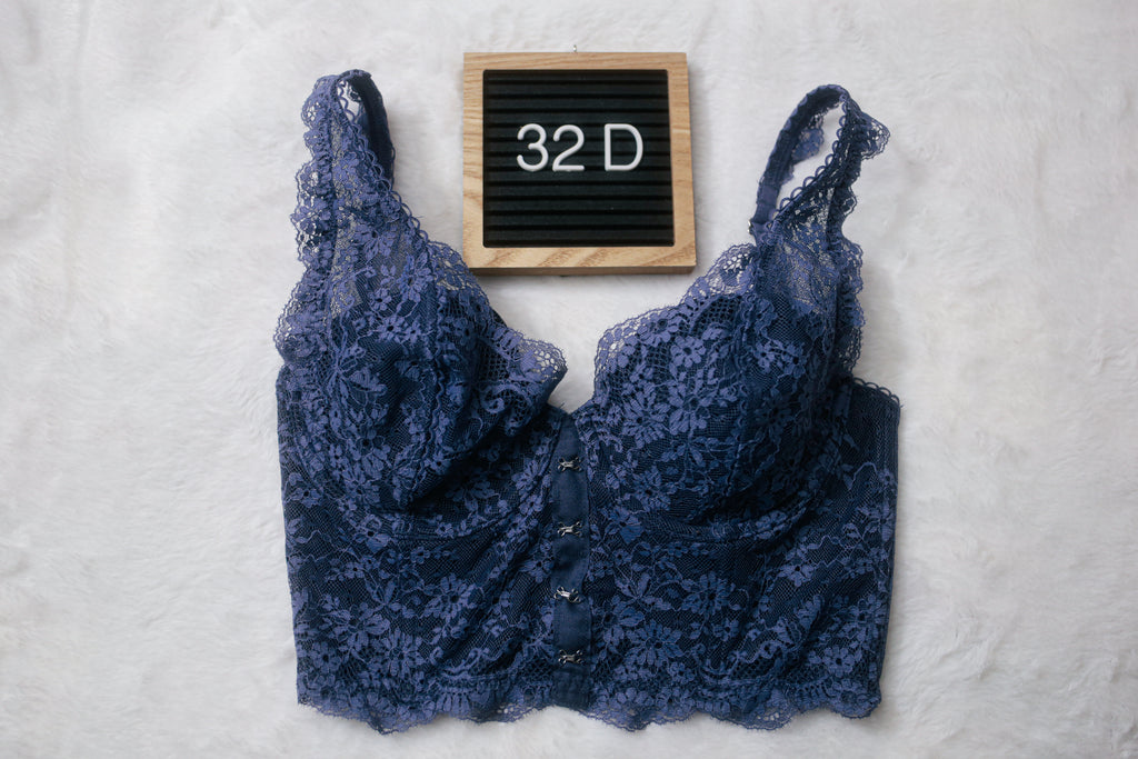 Victoria's Secret 32D Dream Angels Lined Demi Longline Bra Blue