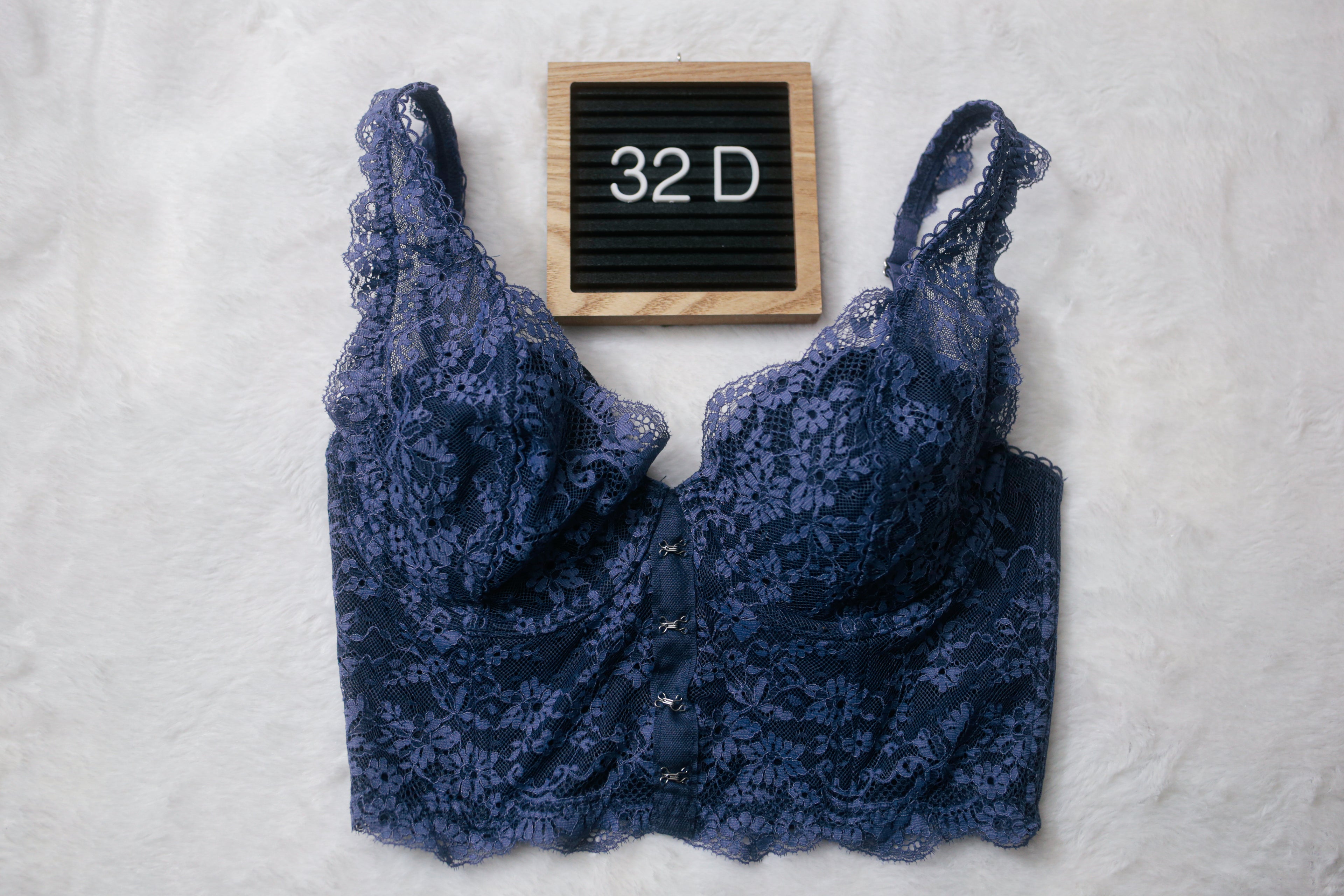 Victoria's Secret 32D Dream Angels Lined Demi Longline Bra Blue