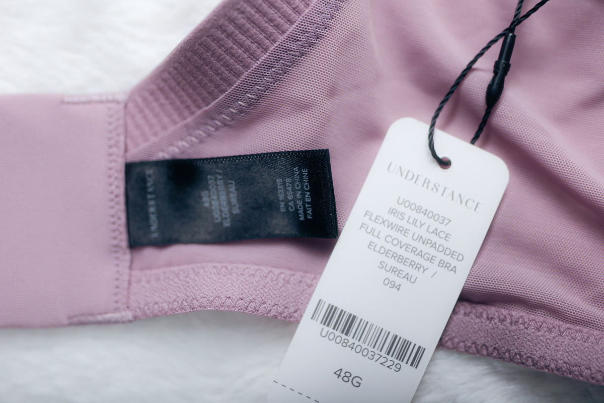 Understance Lily Lace Flexwire Unpadded Unlined Bra Purple 48G NEW