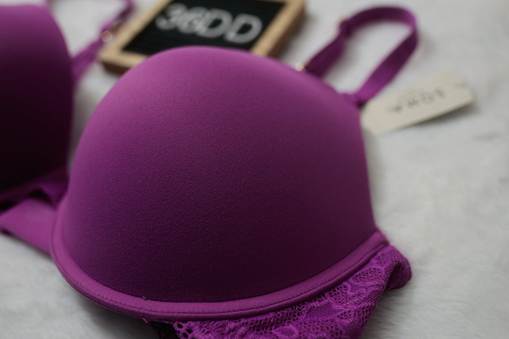 Soma 36DD Embraceable Enchanting Lace Push-up Underwire T-shirt Bra Purple NEW