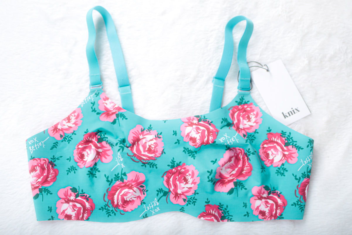 Knix Evolution 3 Betsey Johnson Seamless Wireless Unpadded Bra Floral 36B 38B 36C NEW
