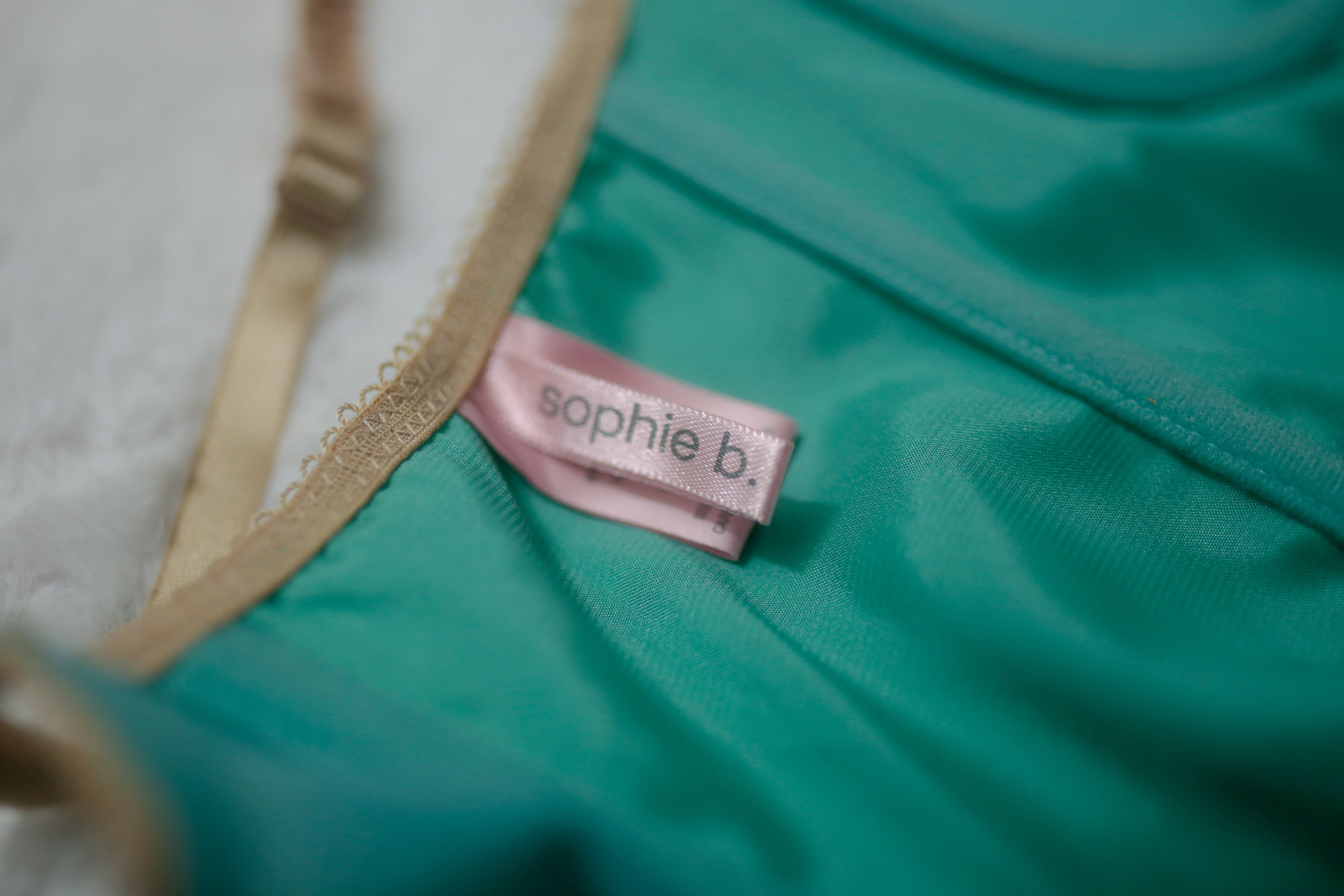 Sophie B Boned Corset Bra Lingerie Medium Mint Satin and Lace NEW