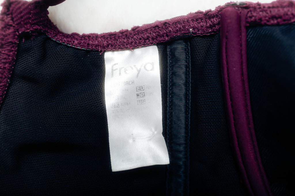 Freya US 32L UK 32HH Sundance Sweetheart Swim Bikini Top Swimsuit Underwire Purple