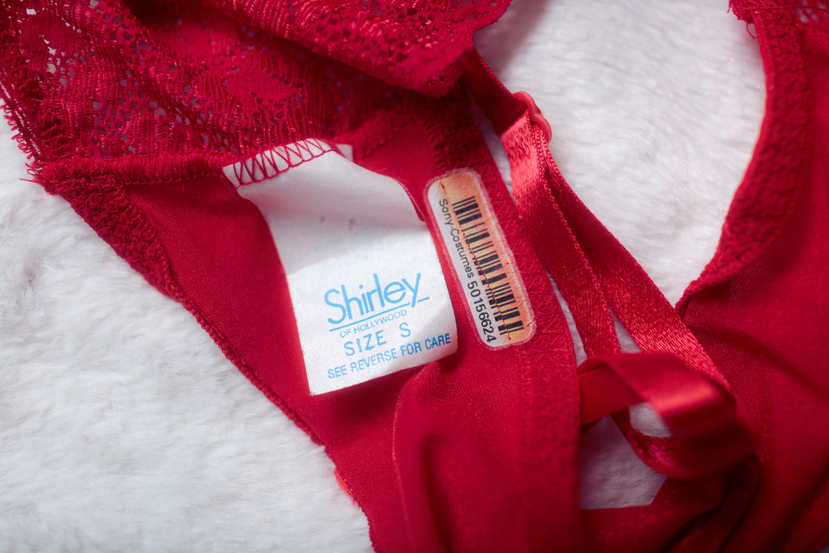 Shirley of Hollywood Vintage Underwire Lace Bralette Red Small