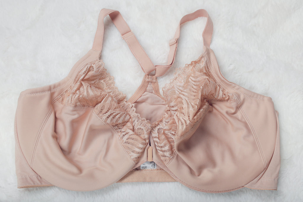 Glamorise 44DD WonderWire Front-Close T-Back Full Coverage Underwire Bra Beige 1246