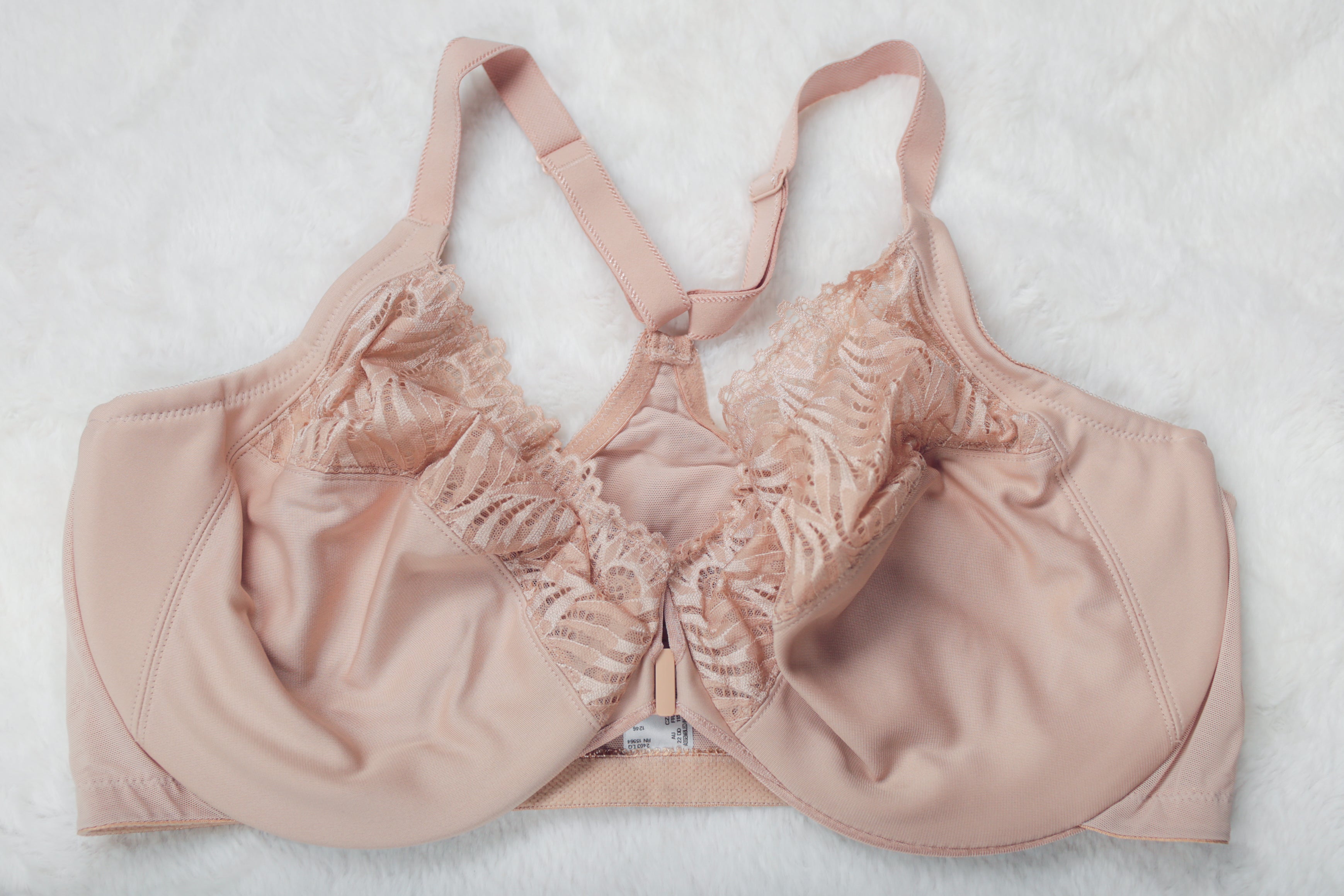 Glamorise 44DD WonderWire Front-Close T-Back Full Coverage Underwire Bra Beige 1246