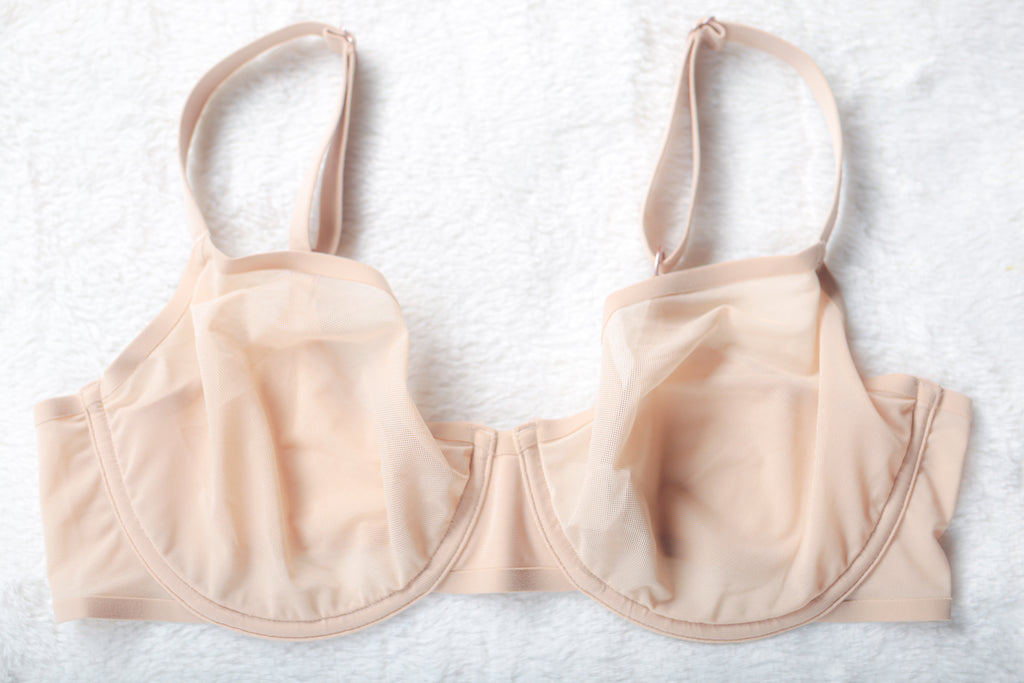 Aerie Smoothez Unlined Sheer Mesh Underwire Bra Beige 34DD