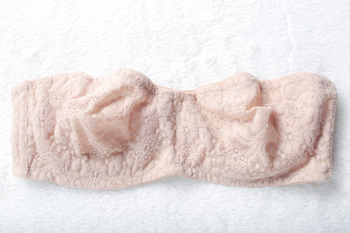 Wacoal Halo Lace Strapless 65449 Unlined Underwire Bandeau Bra Beige 32B