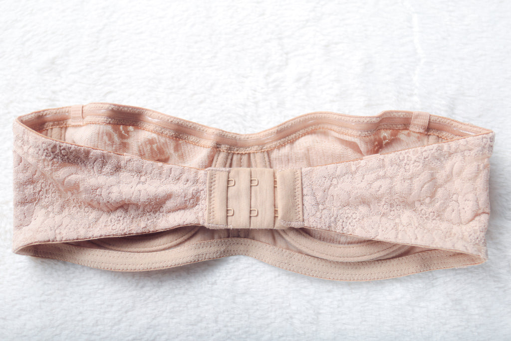 Wacoal Halo Lace Strapless 65449 Unlined Underwire Bandeau Bra Beige 32B