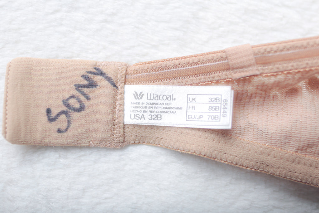 Wacoal Halo Lace Strapless 65449 Unlined Underwire Bandeau Bra Beige 32B