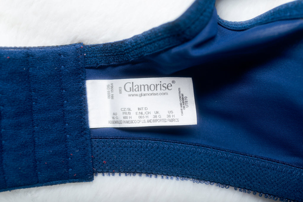 Glamorise 38H UK 38G MagicLift Minimizer Full Coverage Underwire Bra Blue 1003