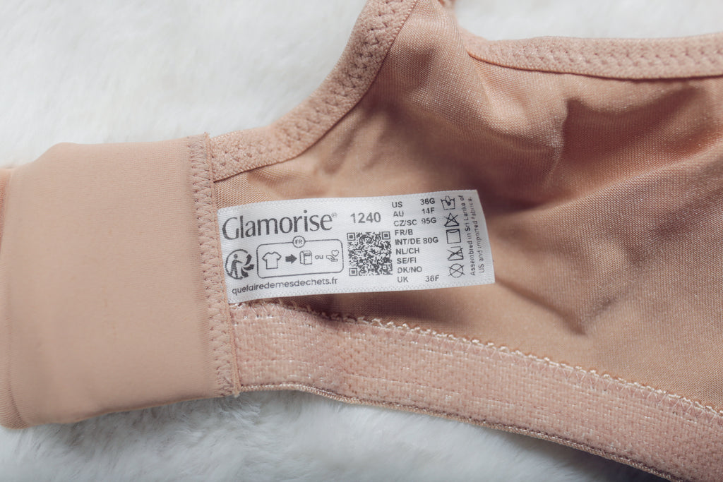 Glamorise US 36G UK 36F WonderWire Low Cut Lace Full Coverage Underwire Bra Beige 1240