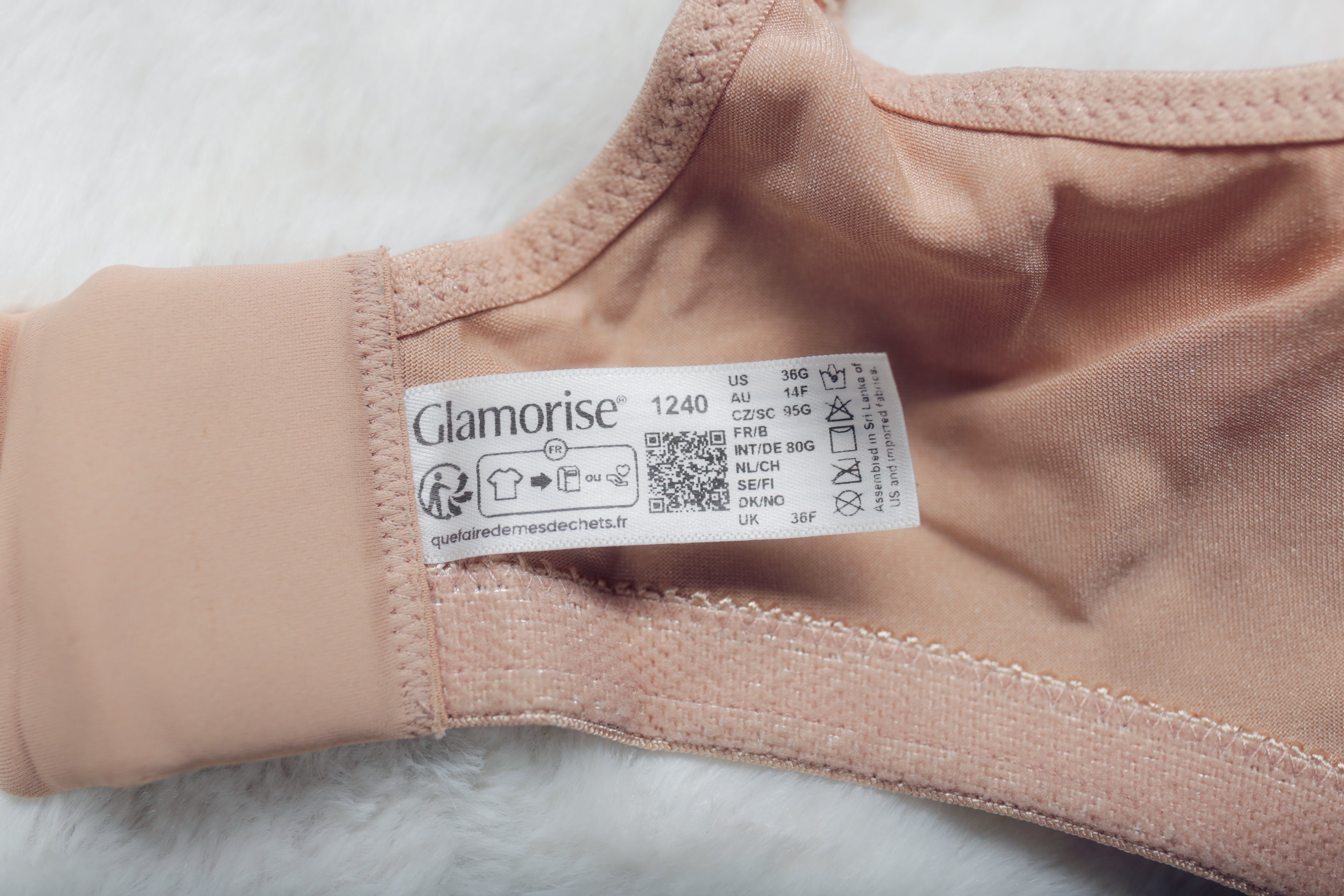 Glamorise US 36G UK 36F WonderWire Low Cut Lace Full Coverage Underwire Bra Beige 1240