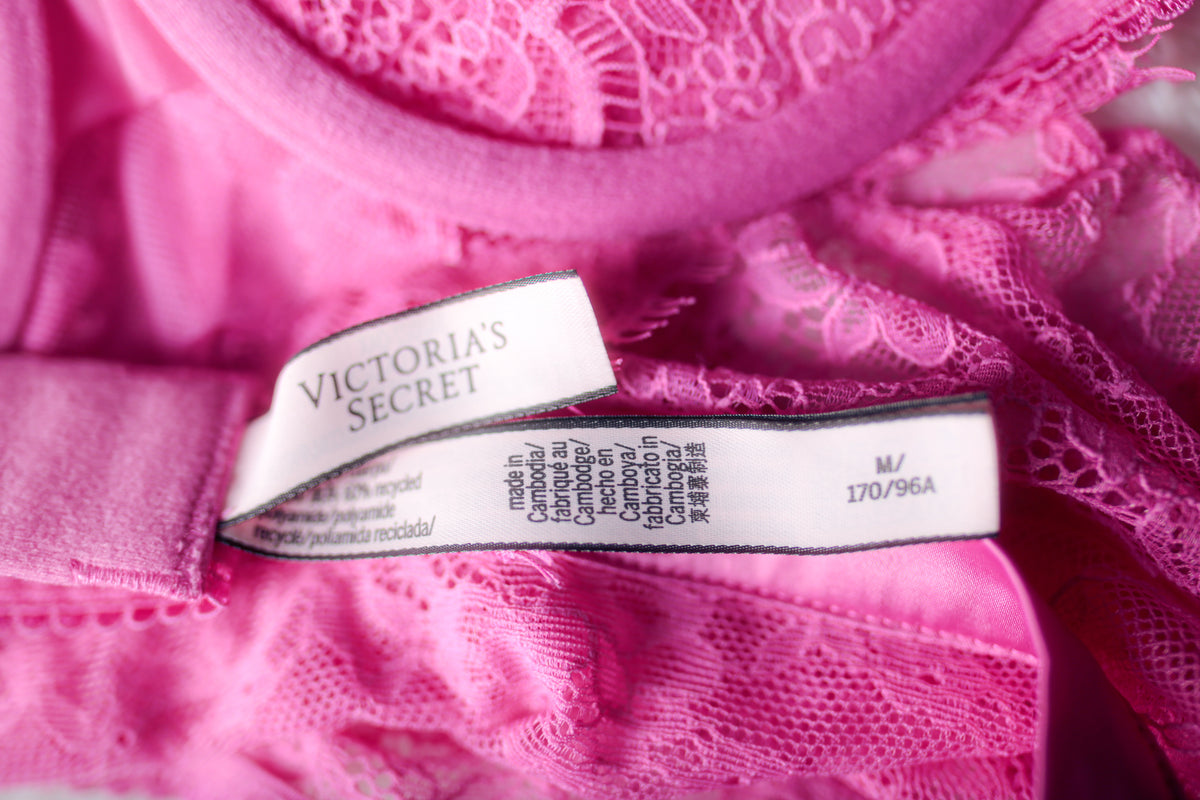Victoria's Secret Open-cup Sheer Lace Maid Teddy Bodysuit Lingerie Pink Medium