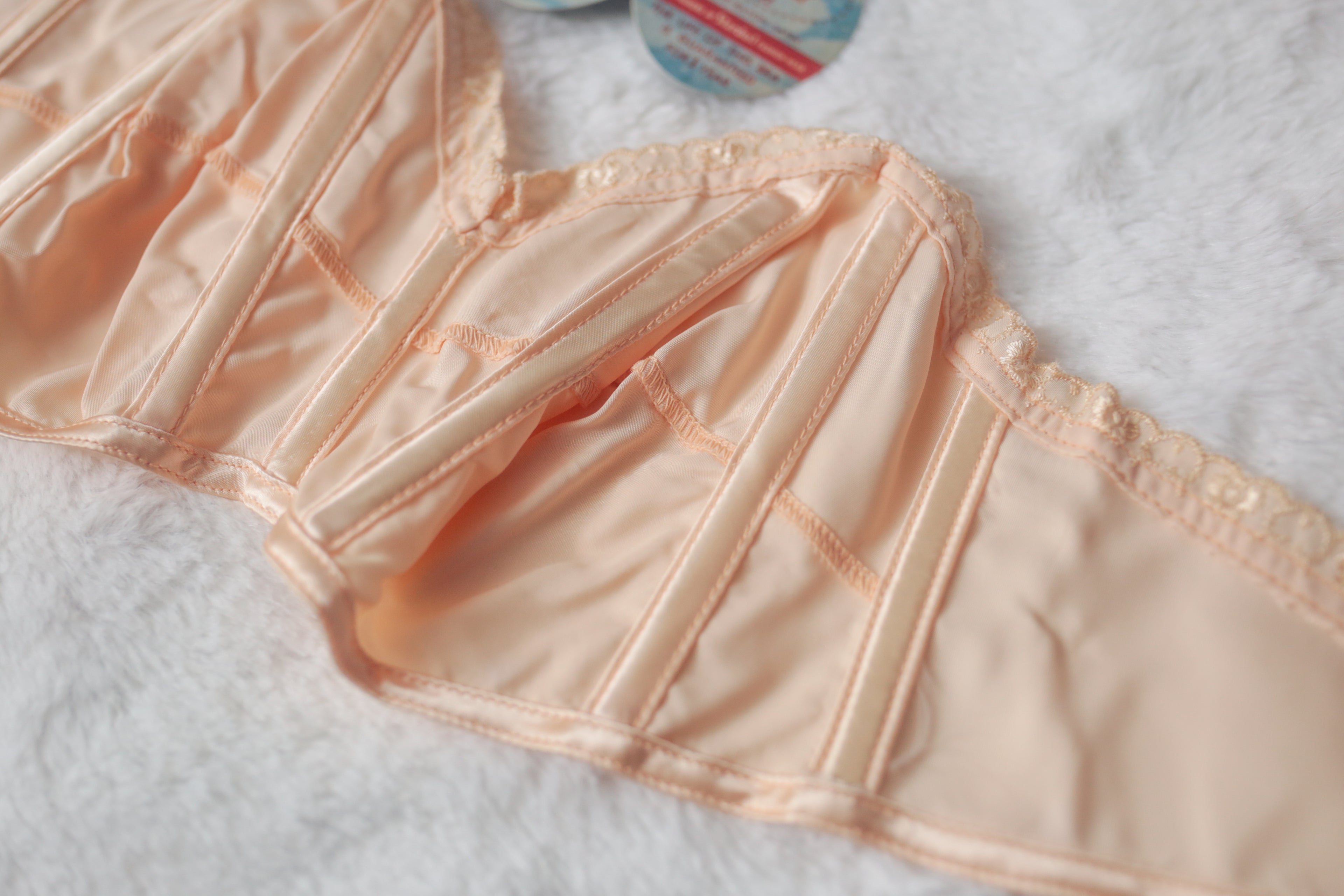 Stardust 34B Vintage Bullet Bra 1950s Strapless Beige Satin NEW