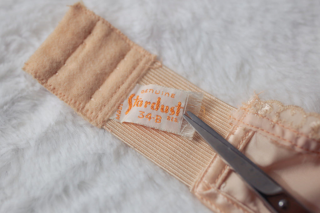 Stardust 34B Vintage Bullet Bra 1950s Strapless Beige Satin NEW