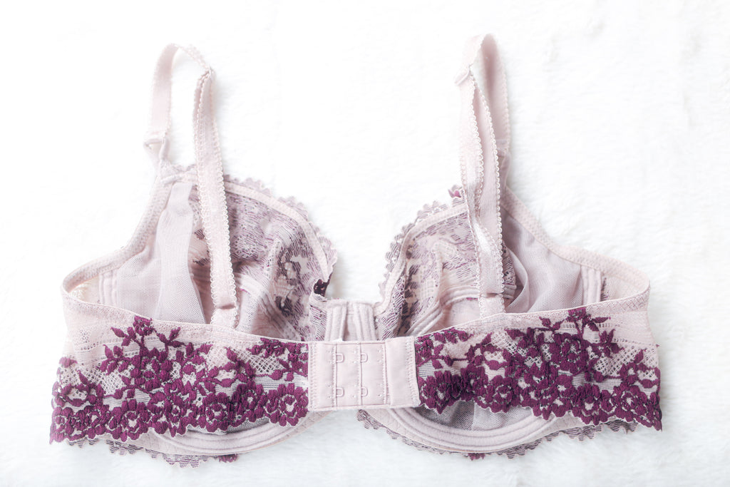 Wacoal Embrace Lace 65191 Unlined Sheer Embroidered Underwire Bra Purple 36C