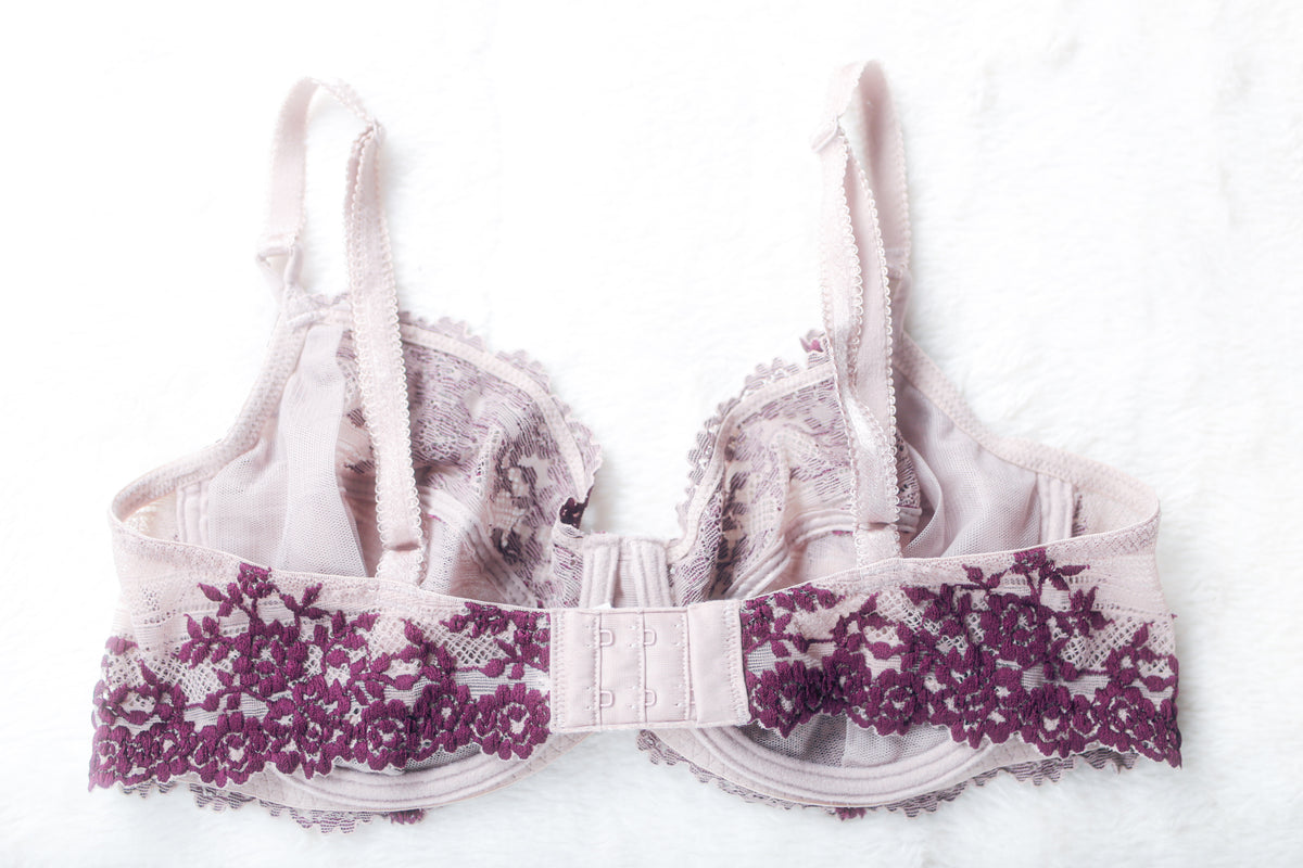 Wacoal Embrace Lace 65191 Unlined Sheer Embroidered Underwire Bra Purple 36C