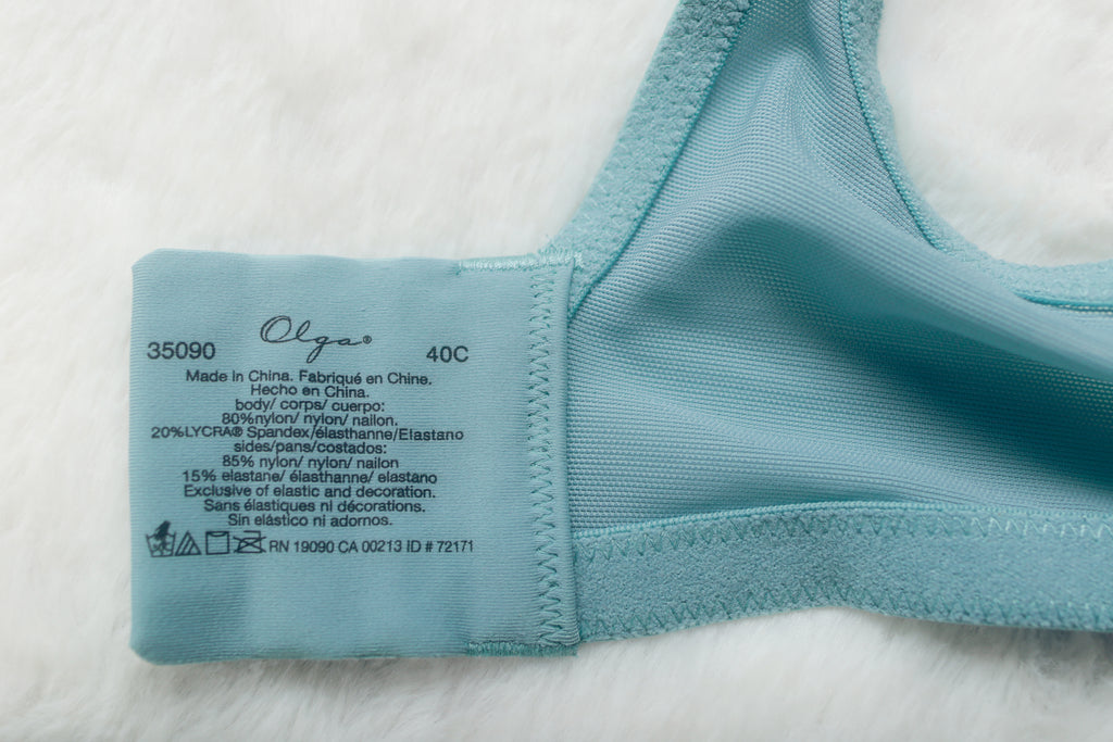 Olga Vintage Silky Smooth 40C Unlined Semi-sheer Lace Mesh Bra Blue 35090 NEW