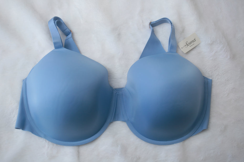 Soma 44DDD Vanishing 360 Perfect Coverage Underwire T-shirt Bra Blue NEW