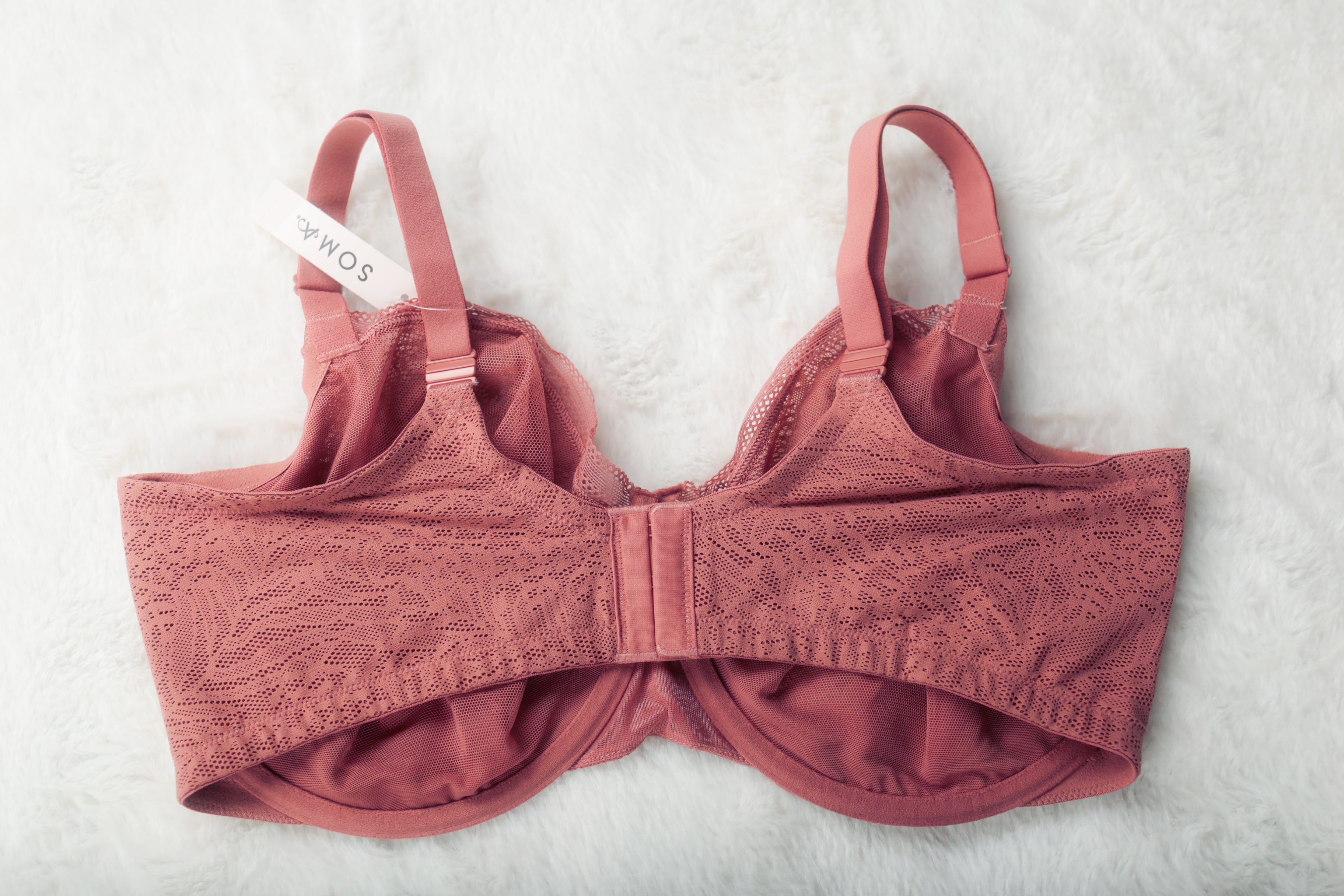 Soma 38G Stretch Lace Balconette Unlined Underwire Bra Mauve NEW