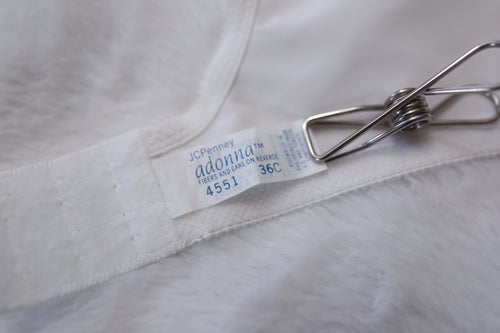 Adonna 36C Vintage 4551 Underwire Bra White Satin Sheer Lace NEW