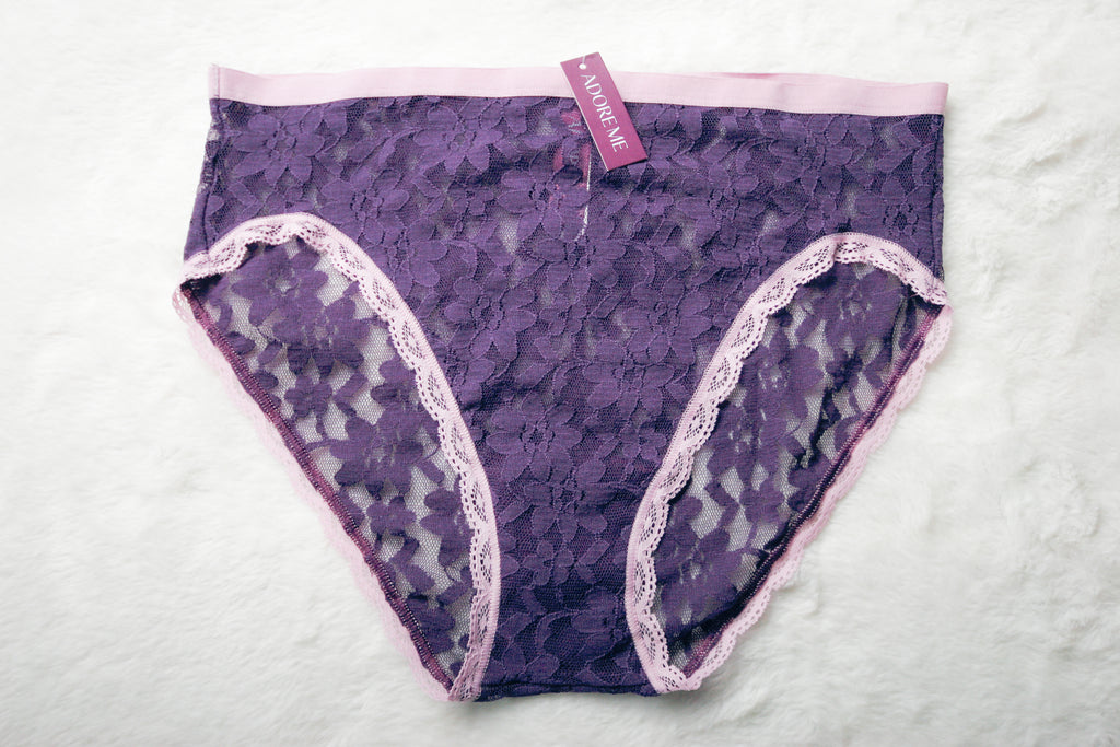 Adore Me Purple Sheer Lace French Cut Panties Medium NEW
