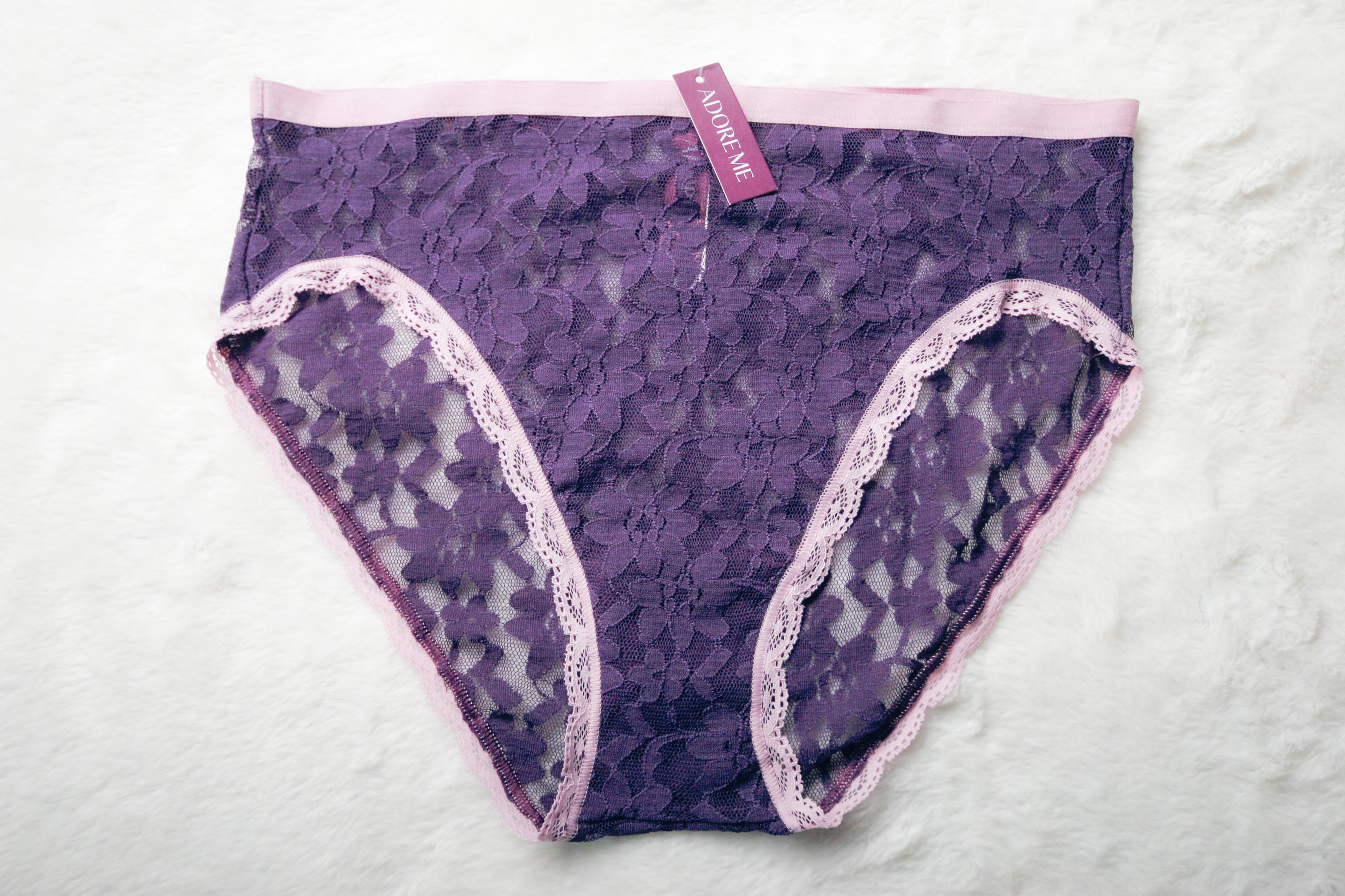Adore Me Purple Sheer Lace French Cut Panties Medium NEW