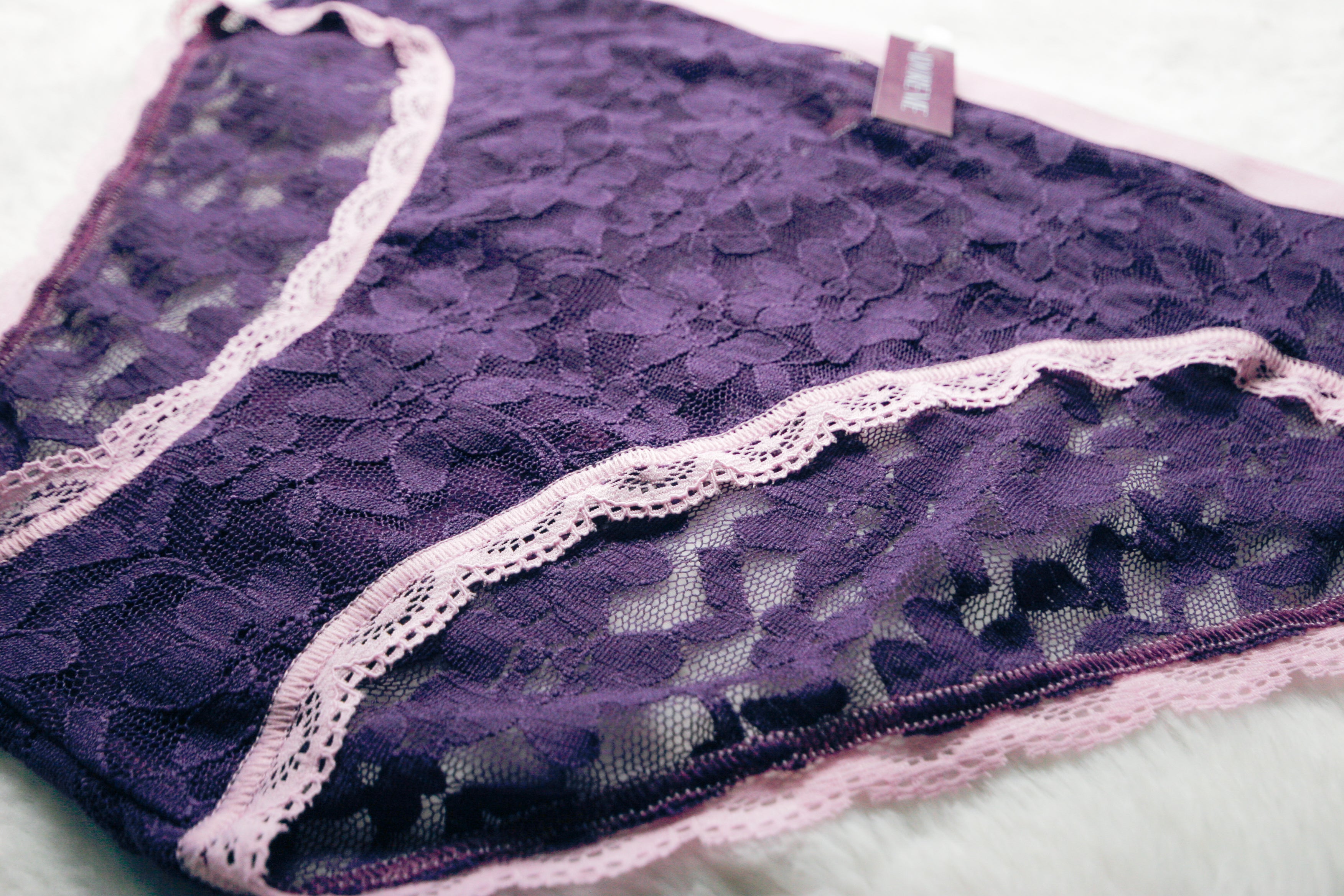 Adore Me Purple Sheer Lace French Cut Panties Medium NEW
