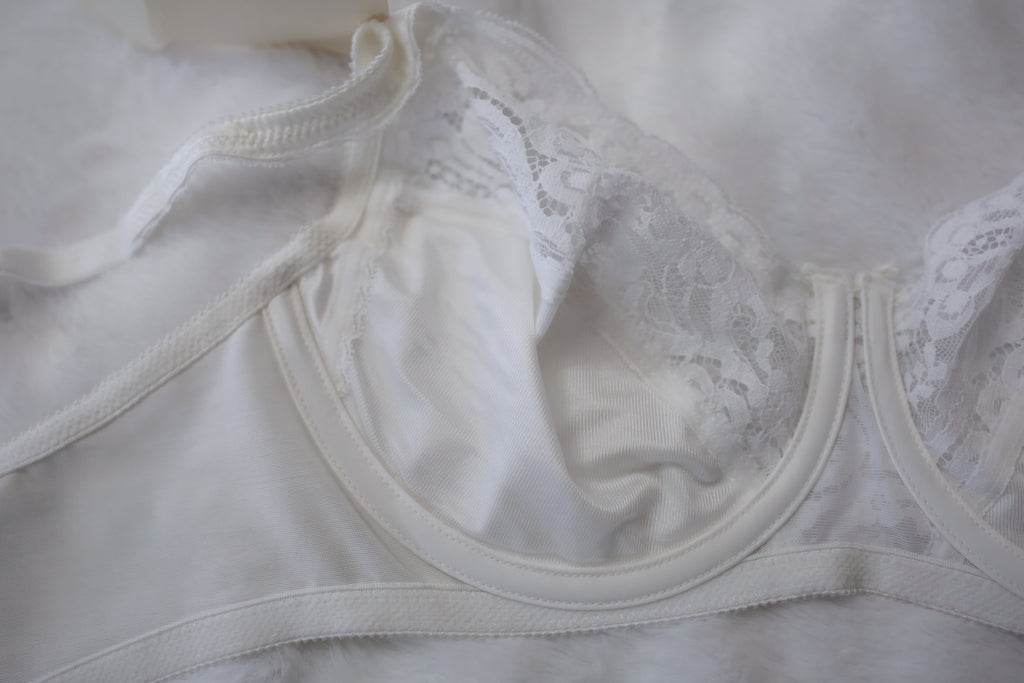 Adonna 36C Vintage 4551 Underwire Bra White Satin Sheer Lace NEW