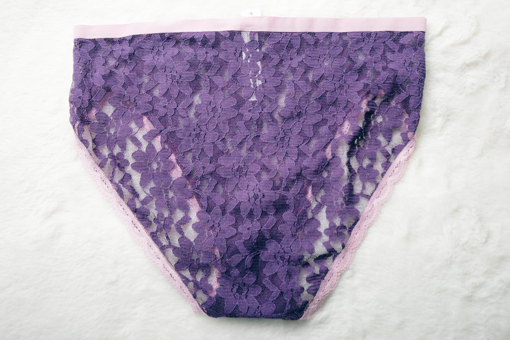 Adore Me Purple Sheer Lace French Cut Panties Medium NEW