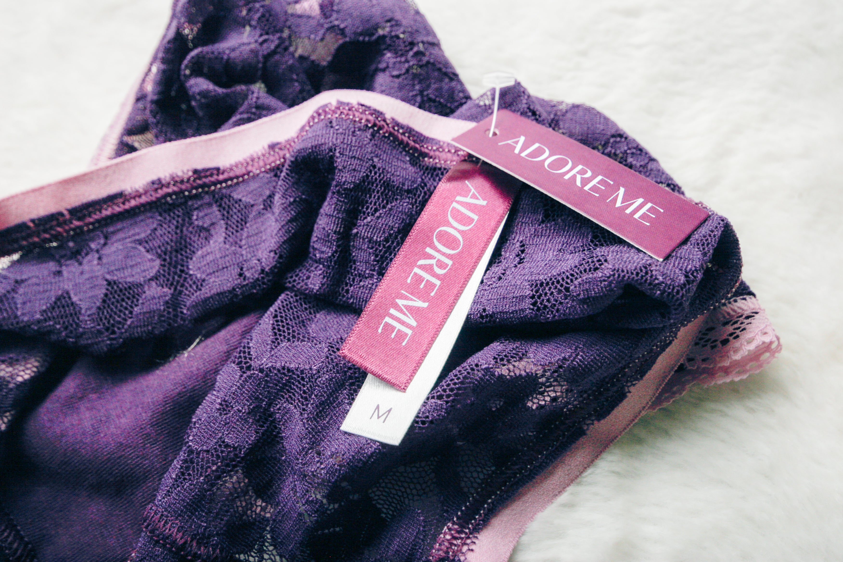 Adore Me Purple Sheer Lace French Cut Panties Medium NEW