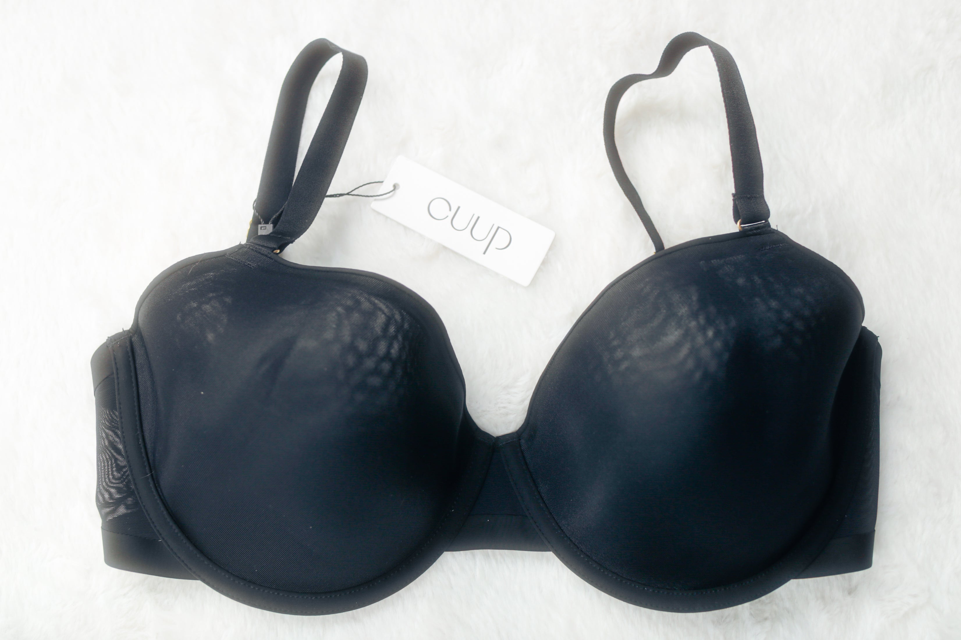 CUUP 32H UK 32K The Demi Spacer Foam Breathable Unlined Bra Black NEW