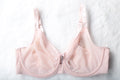 Curvy Couture 1311 Sheer Mesh Full Coverage Unlined Underwire Bra Pink 34DD