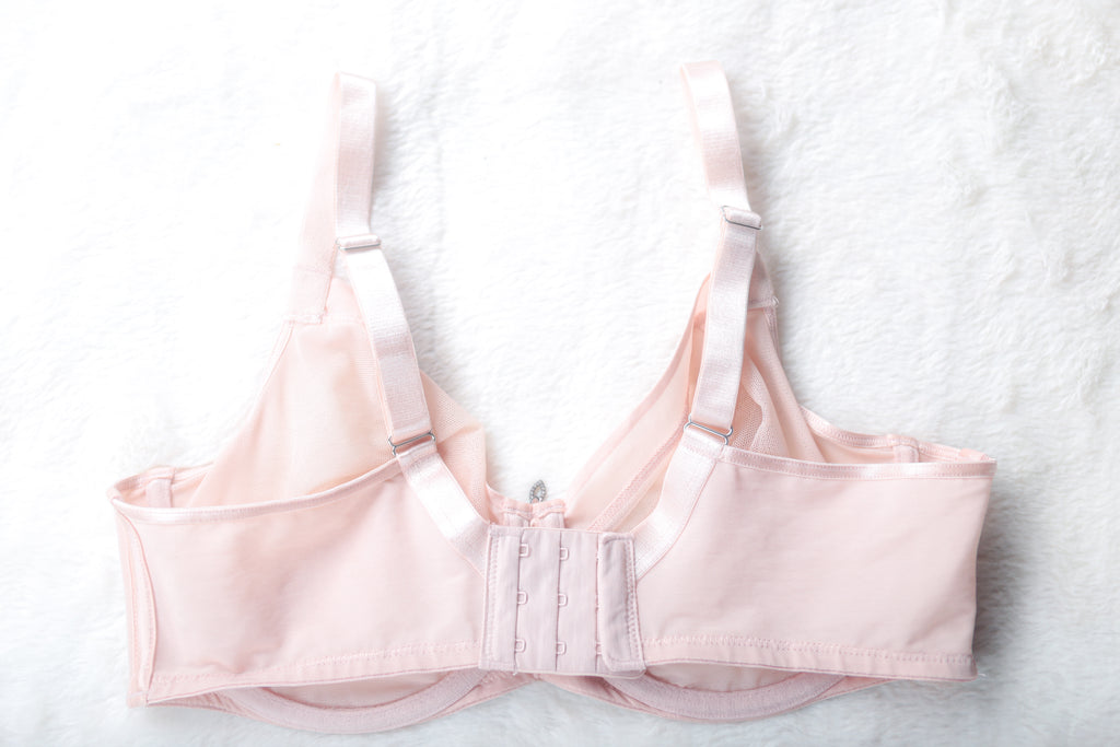 Curvy Couture 1311 Sheer Mesh Full Coverage Unlined Underwire Bra Pink 34DD