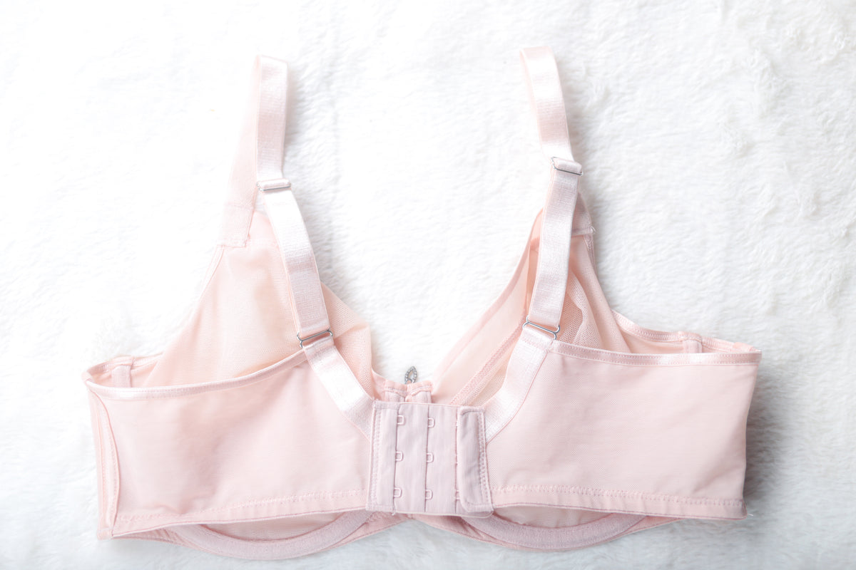 Curvy Couture 1311 Sheer Mesh Full Coverage Unlined Underwire Bra Pink 34DD