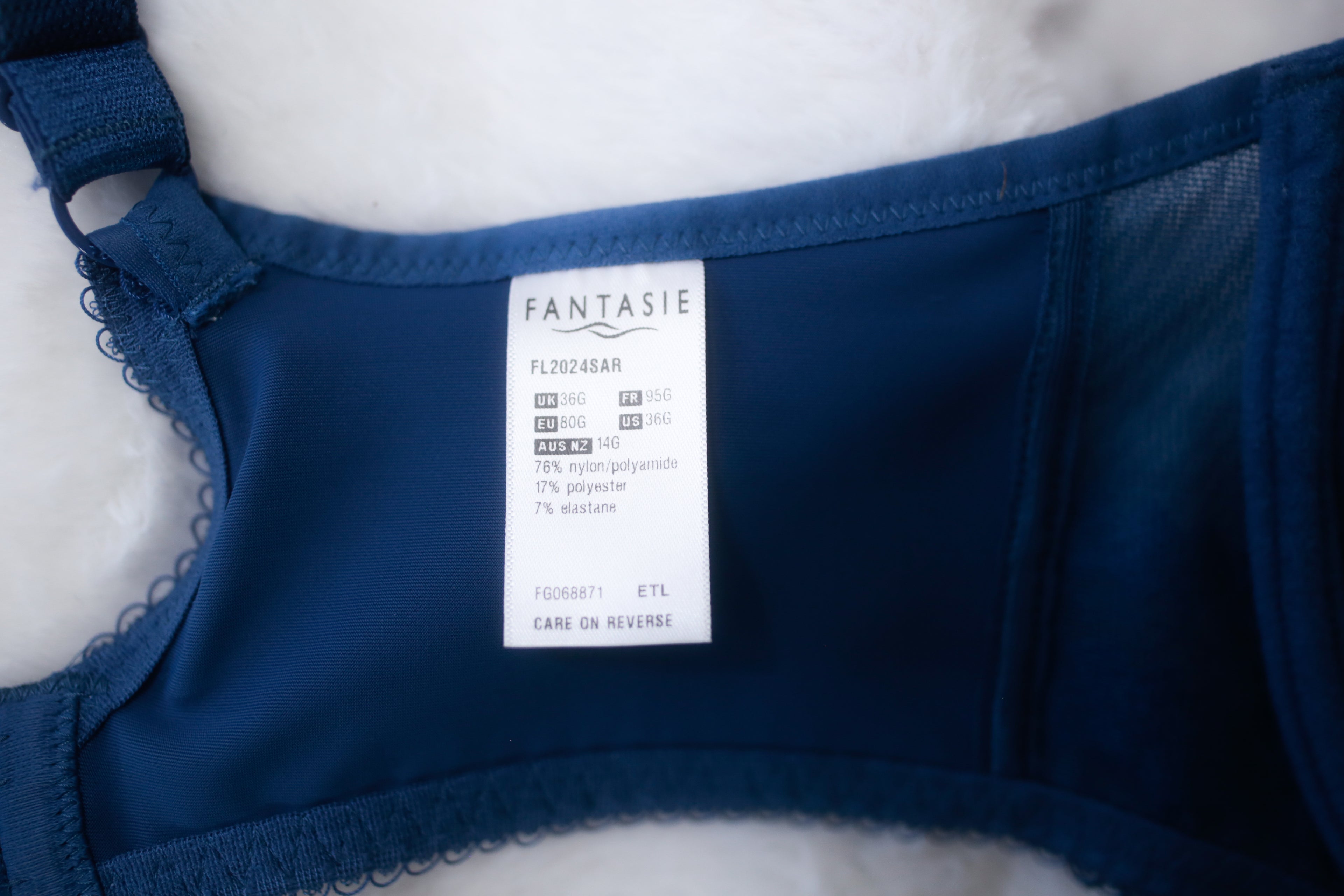 Fantasie 36G Rebecca FL2024 Underwire T-shirt Bra Sapphire Blue NEW