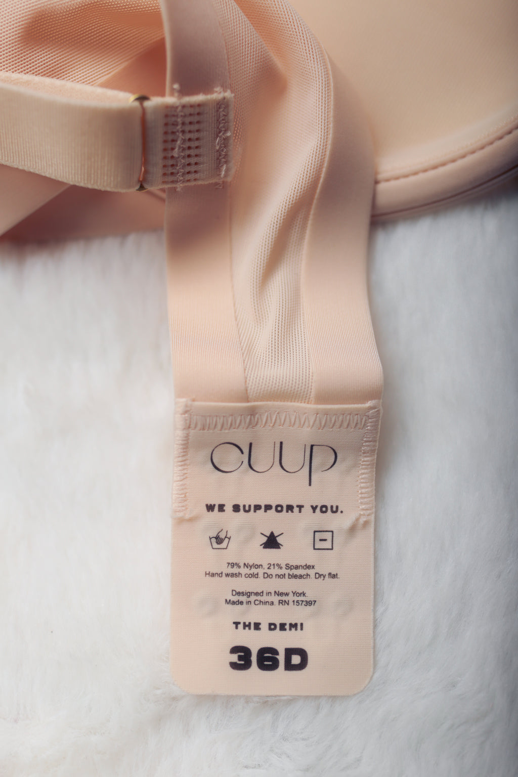 CUUP 36D The Demi Breathable Spacer Foam Bra Nude